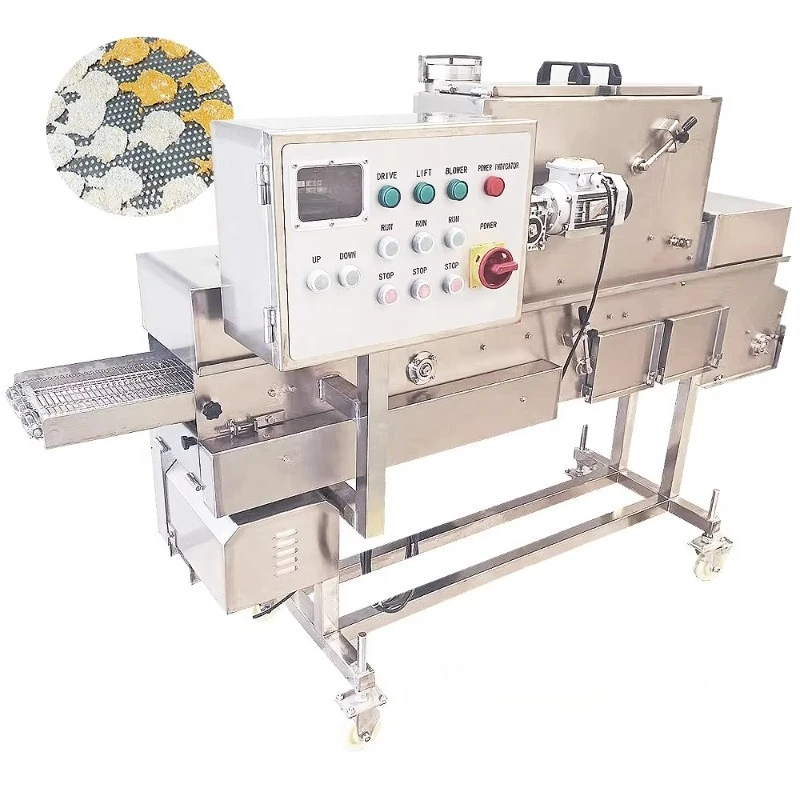 Máquina de recubrimiento de costeletas de gambas, polvo de carne vegetal que cubre harina de pan de alta exportación