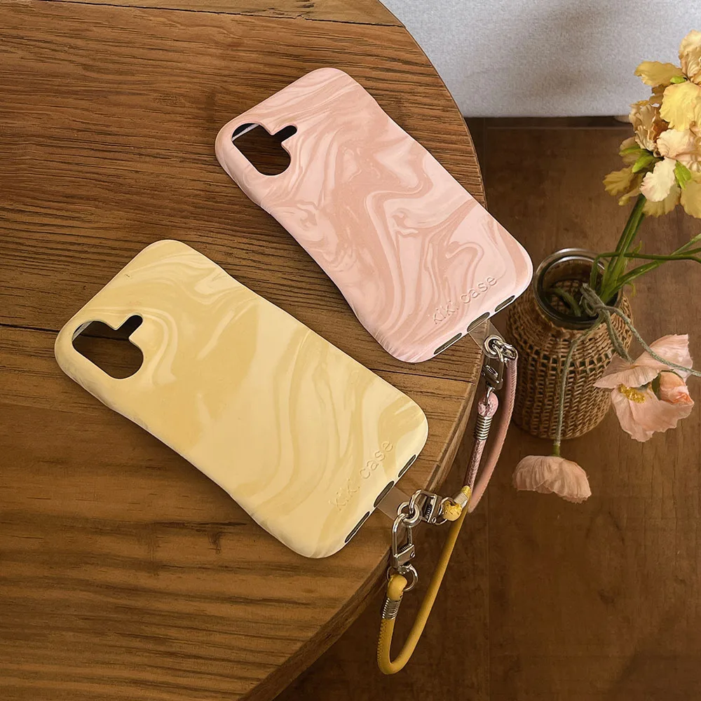 Retro Style Marble Pattern Silk Texture Leather Case For iPhone 16 15 14 13 12 11 Pro Max Phone Cover Fall Prevention Lanyard