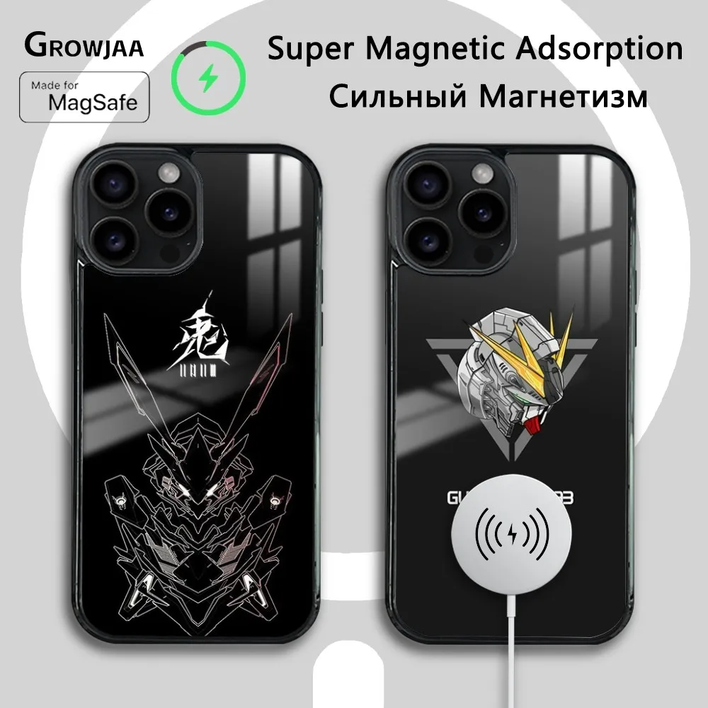 F-32 Cartoon Gundam New Phone Case For iPhone 16 15 14 13 12 11 Pro Max Plus Mini Magsafe Mirror Wireless Magnetic Cover