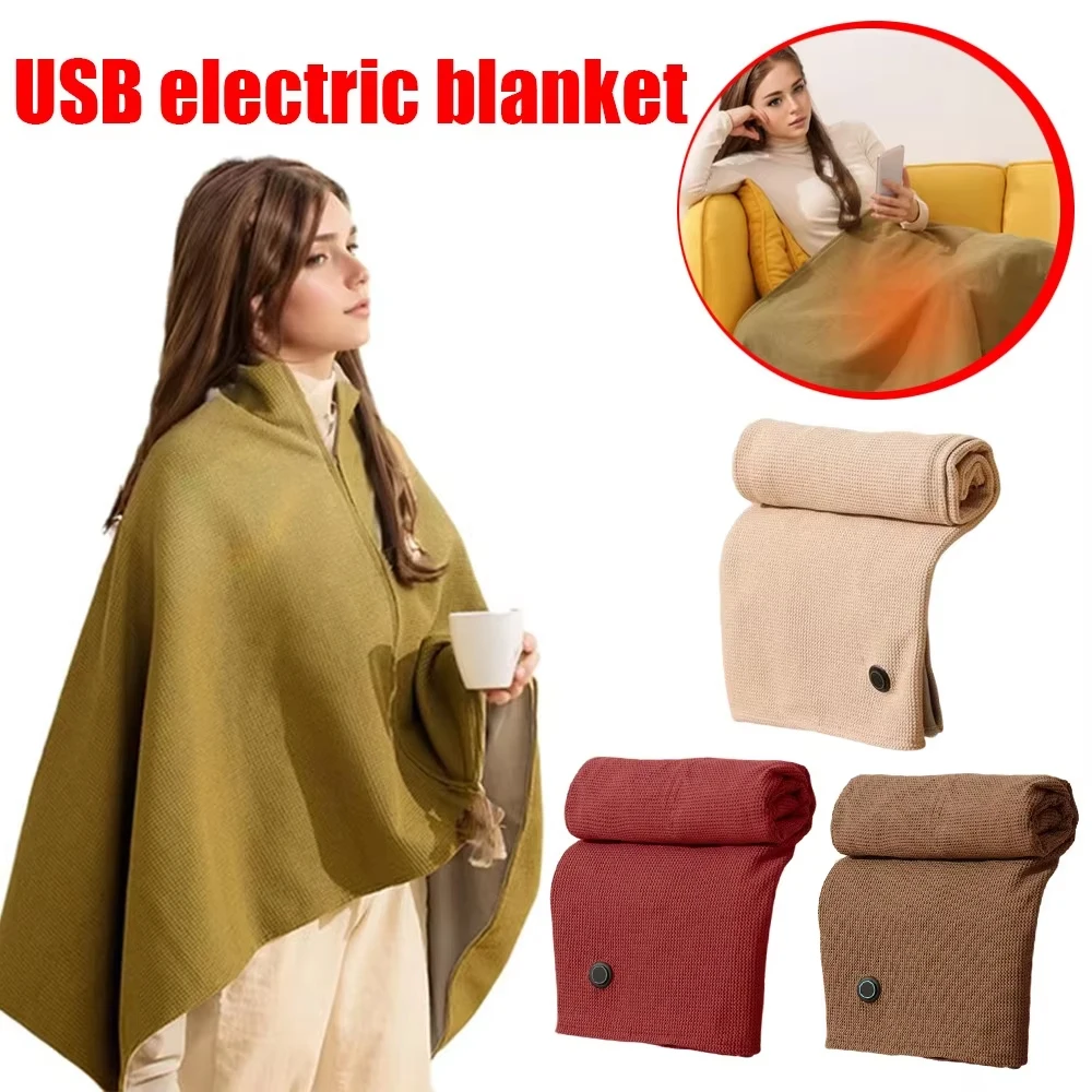 

Home Wearable Heated Throw Blanket USB Electric Heated Blanket Adjustable 3 Levels Temperature Machine Washable Warmer Blanket