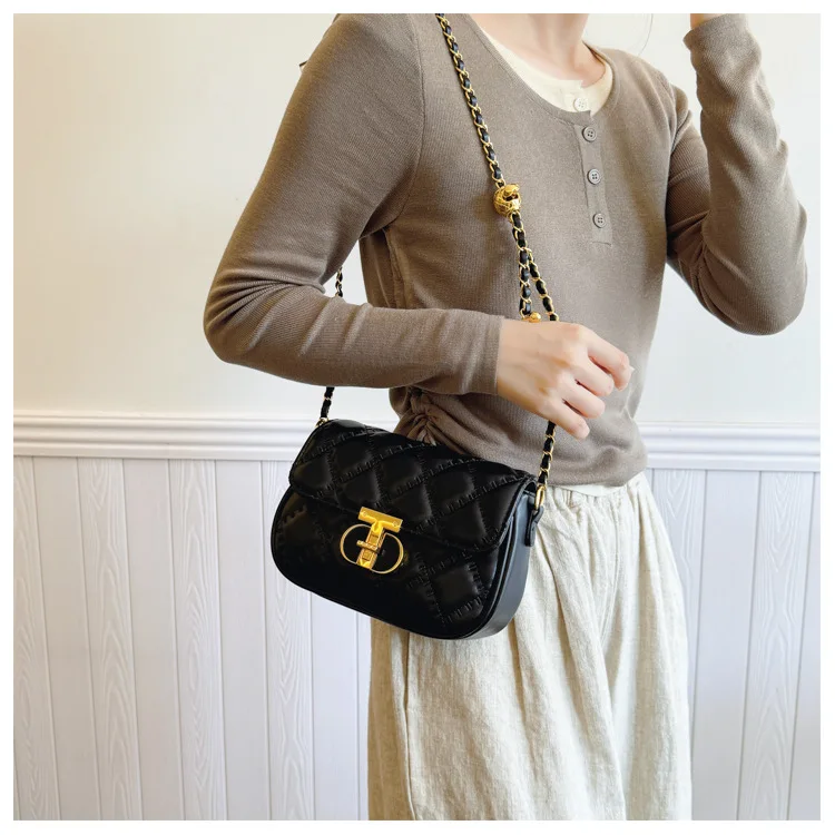 

Stylish Quilted Chain Crossbody Bag for Women - 2025 Autumn New Korean Style High-Quality Underarm Square Shoulder Bag