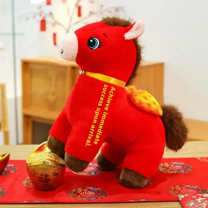 20/25/30/40cm 2026 New Year Mascot Red Little Horse Plush Toys Cozy Zodiac Horse Doll Festival Gift