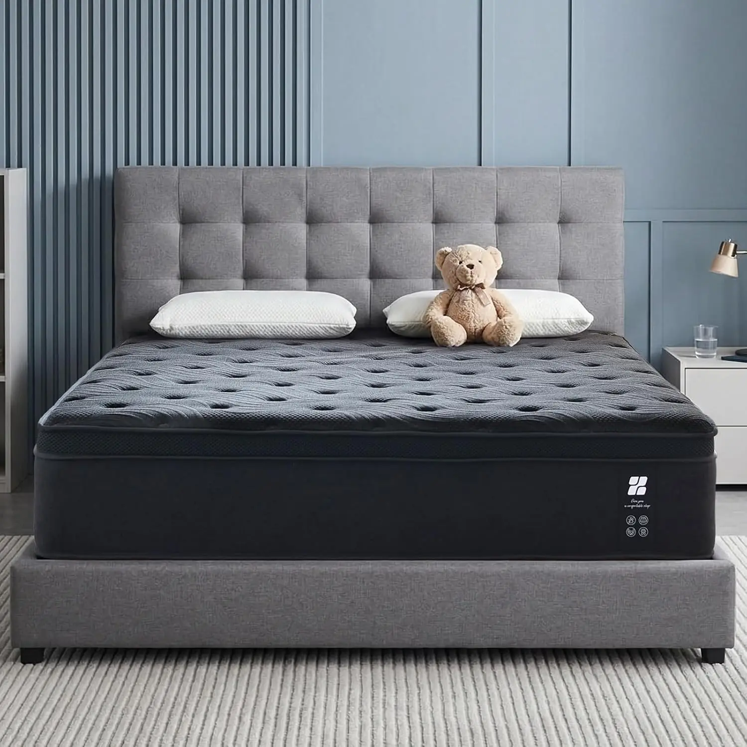 Full Size 14 Inch Hybrid Memory Foam Mattress with Pocket Coils, Medium Firm Pressure Relief Motion Isolation, Customized