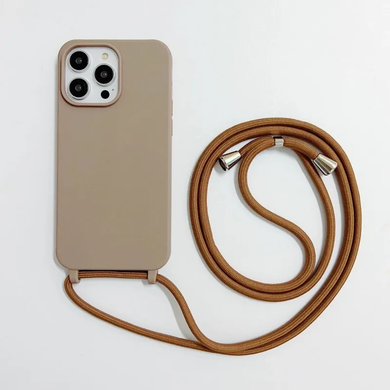 Strap Case For iPhone 16 14 13 12 Mini 11 15 Pro Max XS X 7 8 Plus Crossbody Lanyard Shockproof Soft TPU Silicone Outdoor Cover