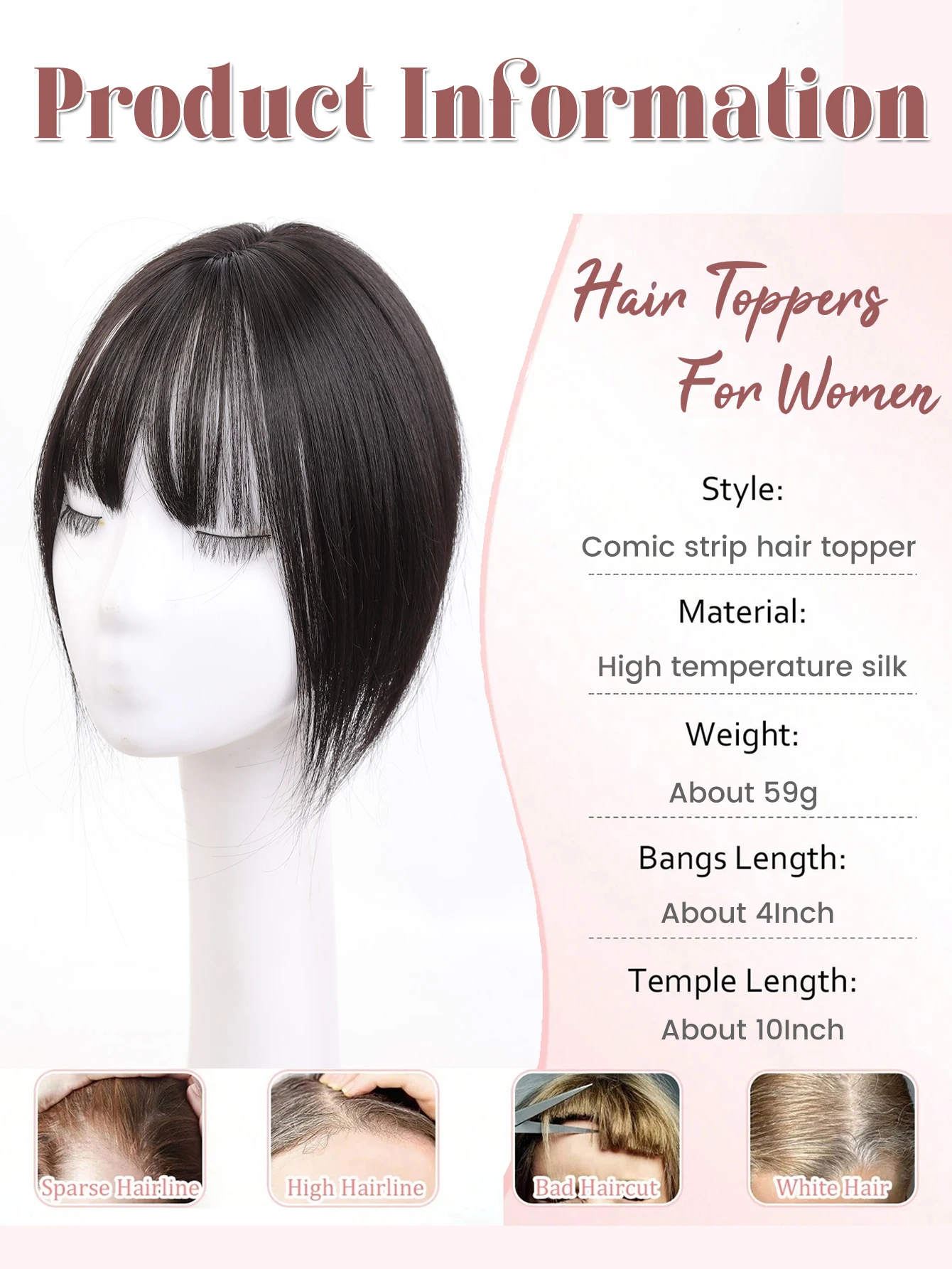 OLACARE Synthetic Natural Fake Fringe Invisible Clourse Hairpiece Topper Hairpiece False Bang Clip In Bangs Extension for Women