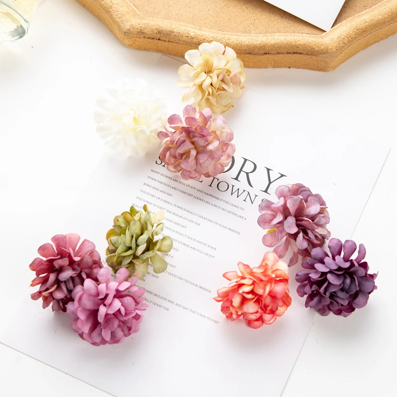 10 Stück künstliche Seiden-Hortensienblüten für Scrapbooking, Festdekoration, Heim- und Raumdekoration, Tischdekoration, Hochzeit, DIY-Geschenk, Süßigkeitenbox, Kuchenmaterial – Detail 5