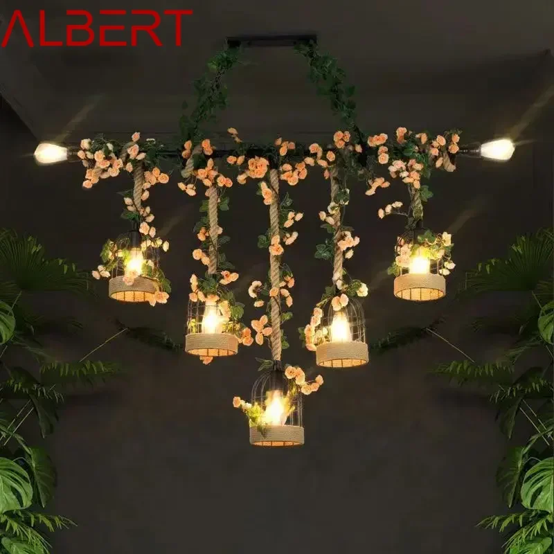 ALBERT American Country Pendant Lamp Retro Creativity Plant Music Restaurant Cashier Counter Bar Cafe Milk Tea Shop Chandelier