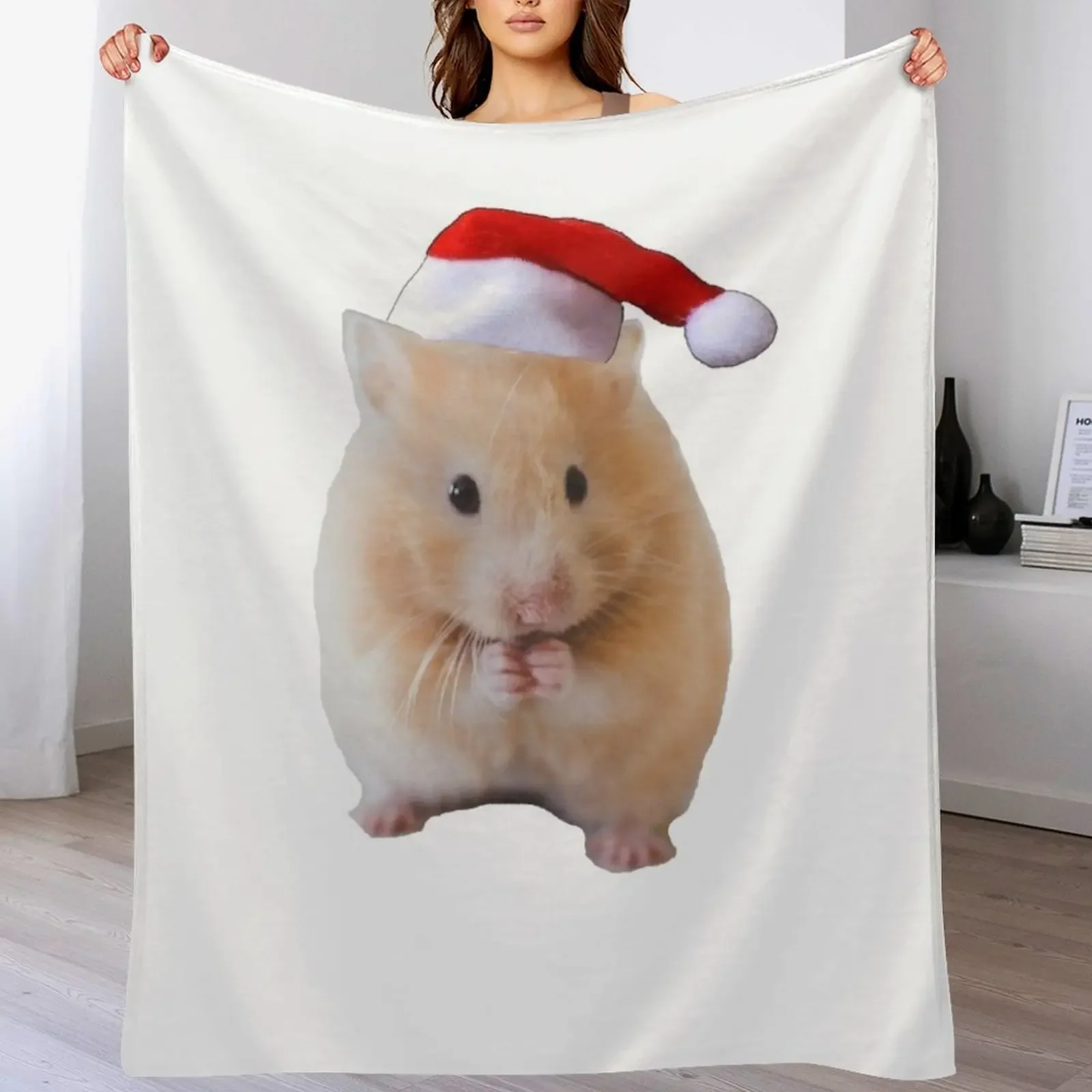 

Hamster with christmas hat Throw Blanket Personalized Gift Camping decorative halloween Blankets