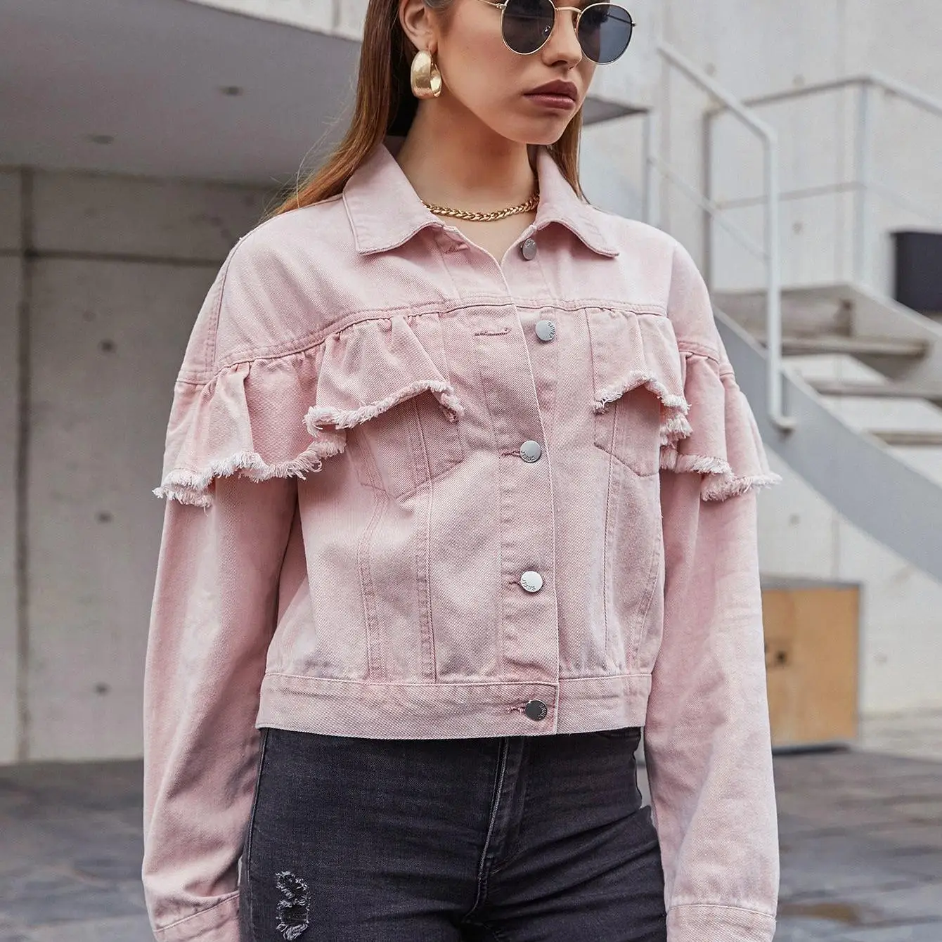 Chaqueta Corta de Mezclilla para Mujer, Abrigo Informal de Otoño, Nuevo Estilo, Corte Entallado, sor Regular, Mezcla de Te...