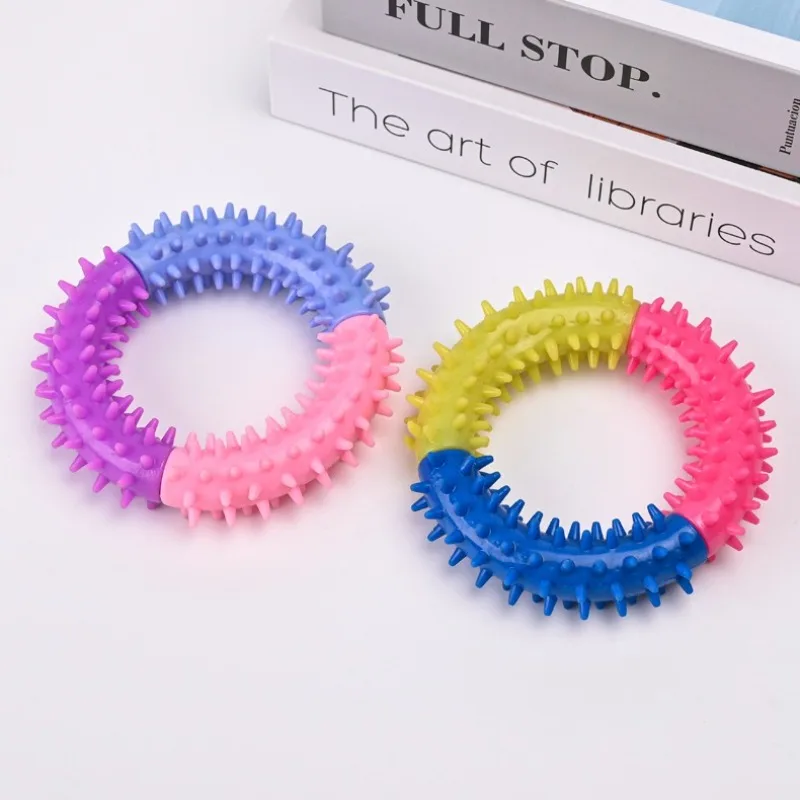 Pet Dog Toys Rubber Thorn Ring Bite Resistant Tooth Cleaning TPR Molar Chew Toys for Dogs Interactive Training Dog Accessories