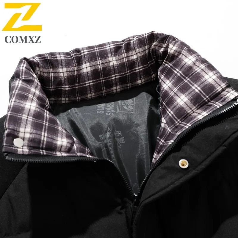COMXZ パーカーコート防風暖かいスタンドカラースキーストリート綿パッド入りジャケット旅行高品質冬ジャケット紳士服