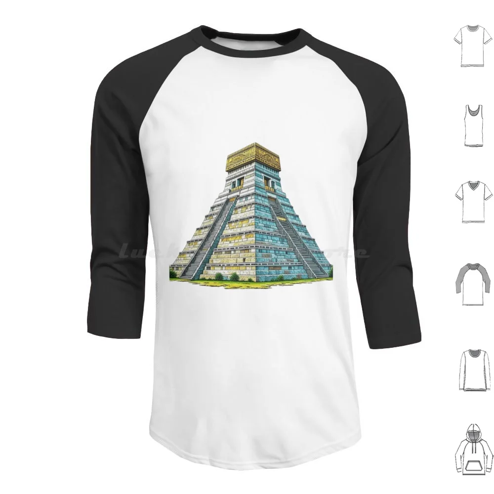 Chichen Itza Ancient Wonder Design Hoodies Long Sleeve Chichen Itza Mayan Ancient Ruins Mexico Yucatán Historical