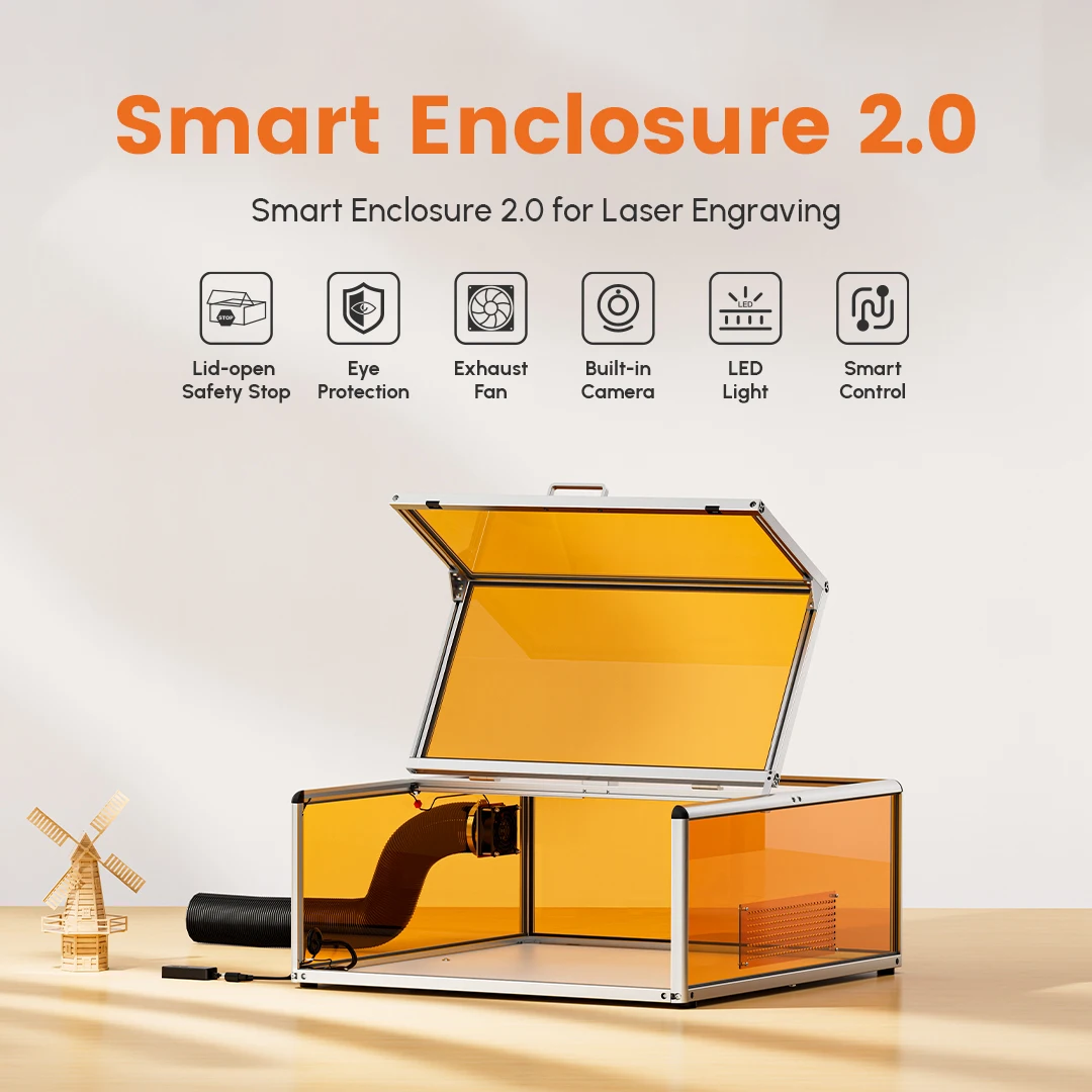 AlgoLaser 2025 Accessori di aggiornamento Incisore laser Mandrino rotante Purificatore d'aria Smart Camera Custodia con piattaforma a nido d'ape Strumenti fai da te