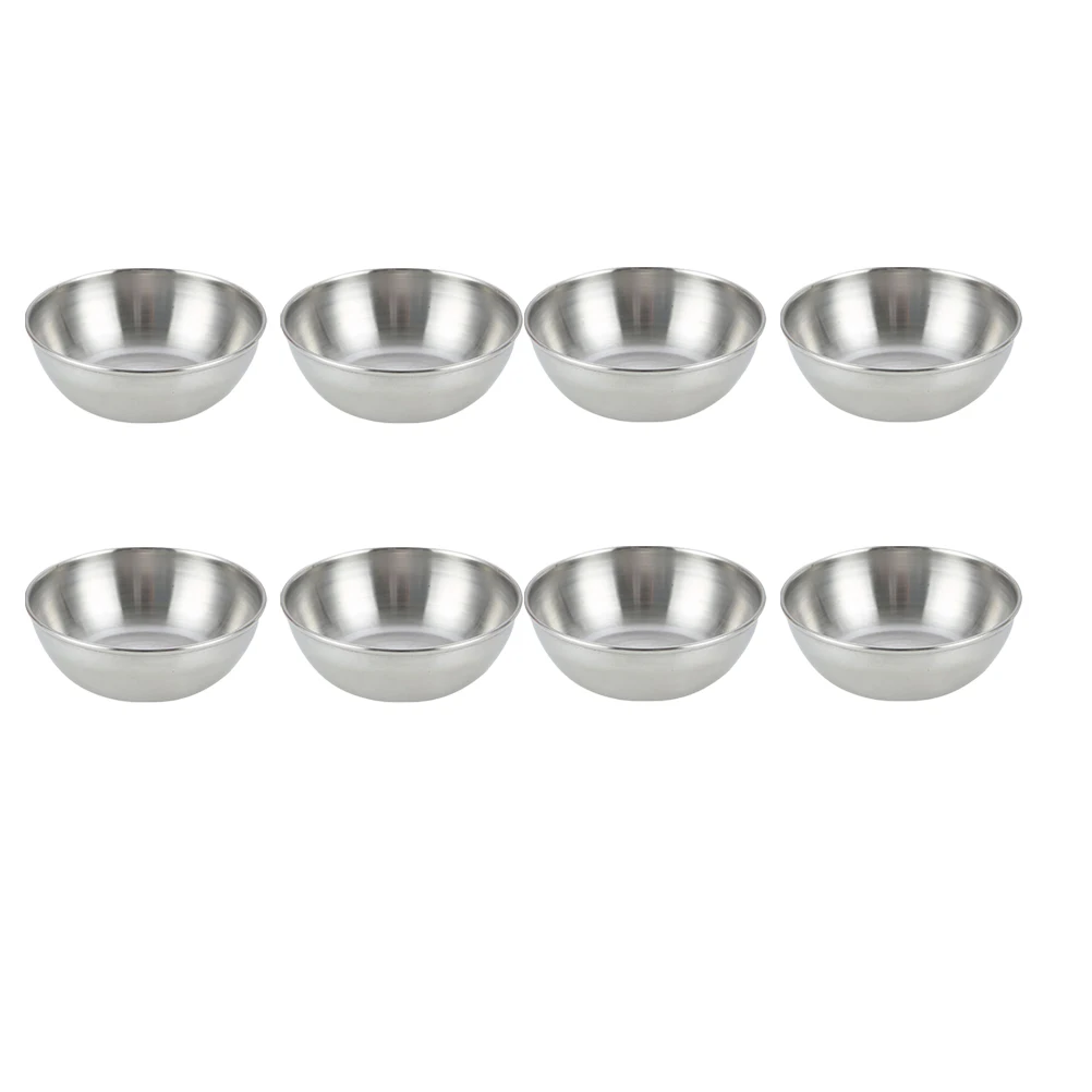 

8pcs Bowls Food Sauce Appetizer Plates Dish Small Serving Plates Stainless Steel Home Restaurant Catering Kitchen Bar