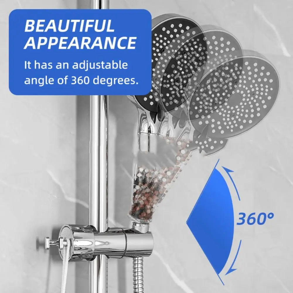 Round Pipe Shower Head Holder Rotatable Adjustable Sprayer Fixed Base Replacement With hooks Bathroom Slide Bar Shelf