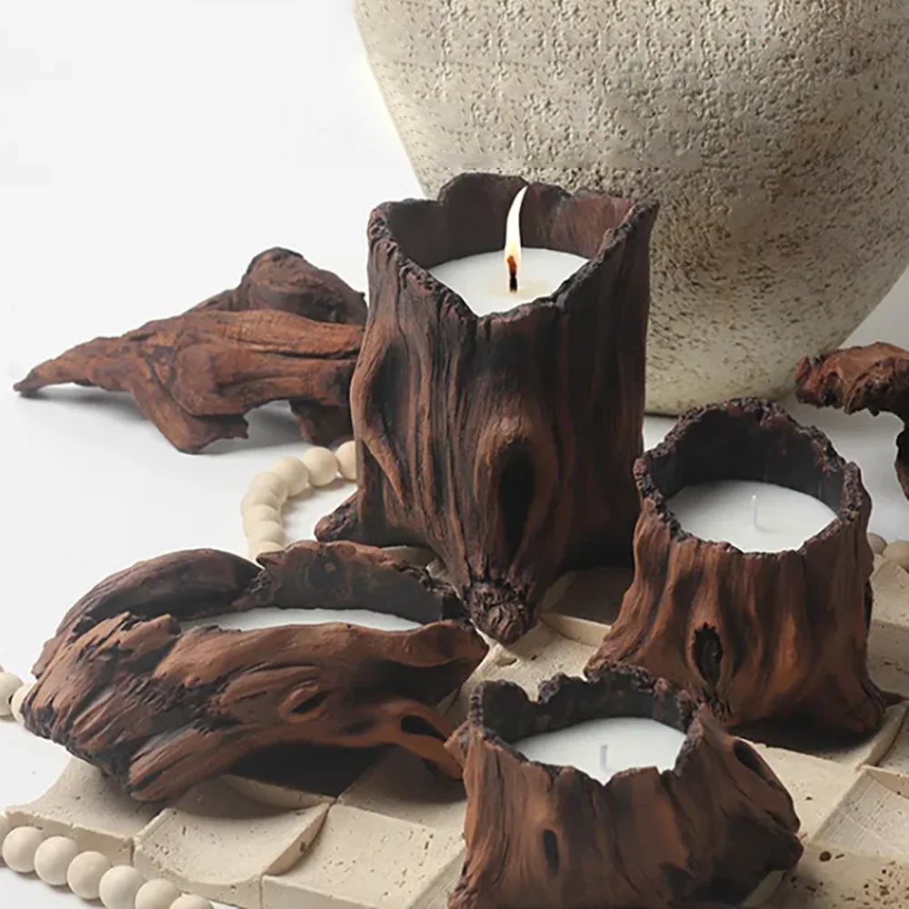 

Силиконовая форма из кори дерева в деревенском стиле, свечи из соевого воска и сочные горшки, вдохновленная природой, форма для цемента, глиняная форма, форма для цветочного горшка