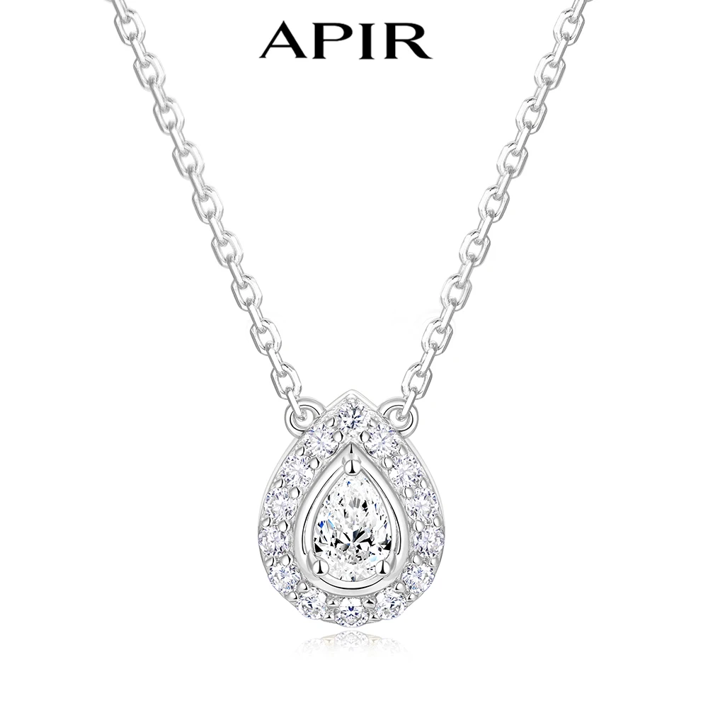 

APIR Teardrop Moissanite Necklace 925 Sterling Silver D Color VVS1 Sparkling Diamond Jewelry for Women Wedding Bridal Daily Gift