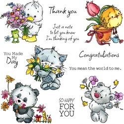 Mangocraft Cute Animals And Flowers Clear Stamp DIY Scrapbooking Supplies Silicone Stamp For Card Making Albums Crafts Decor
