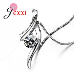 Genuine 925 Sterling Silver NEW Fashionable Design Pendant Necklace CZ Wedding Jewelry Pretty Chain For Women/Grils