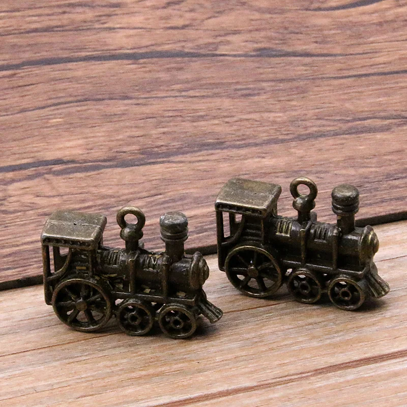 4Pcs 20*27mm 2 Color 3D Steam Train Charms Transportation Pendants Handmade Decoration Vintage For DIY Jewelry Making Findings