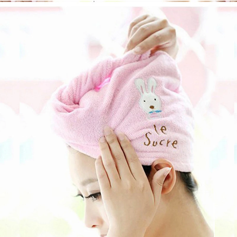 New Lovely Style Hair Drying Towel Super Water-absorbent Microfibre High Quality Fast Dry Hair Cap Hat For Bathroom Home Textile