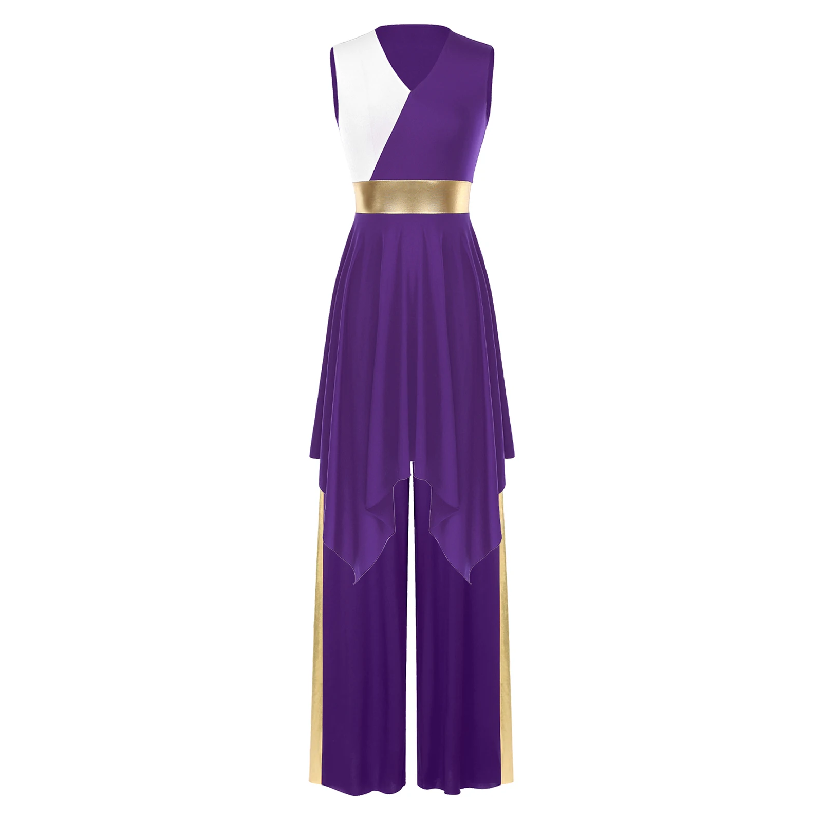 Women Liturgical Choir Performanc Outfit Church Celebration of Spirit Sleeveless Irregular Hem Dress + Pants femme Praise Dress - Image 2