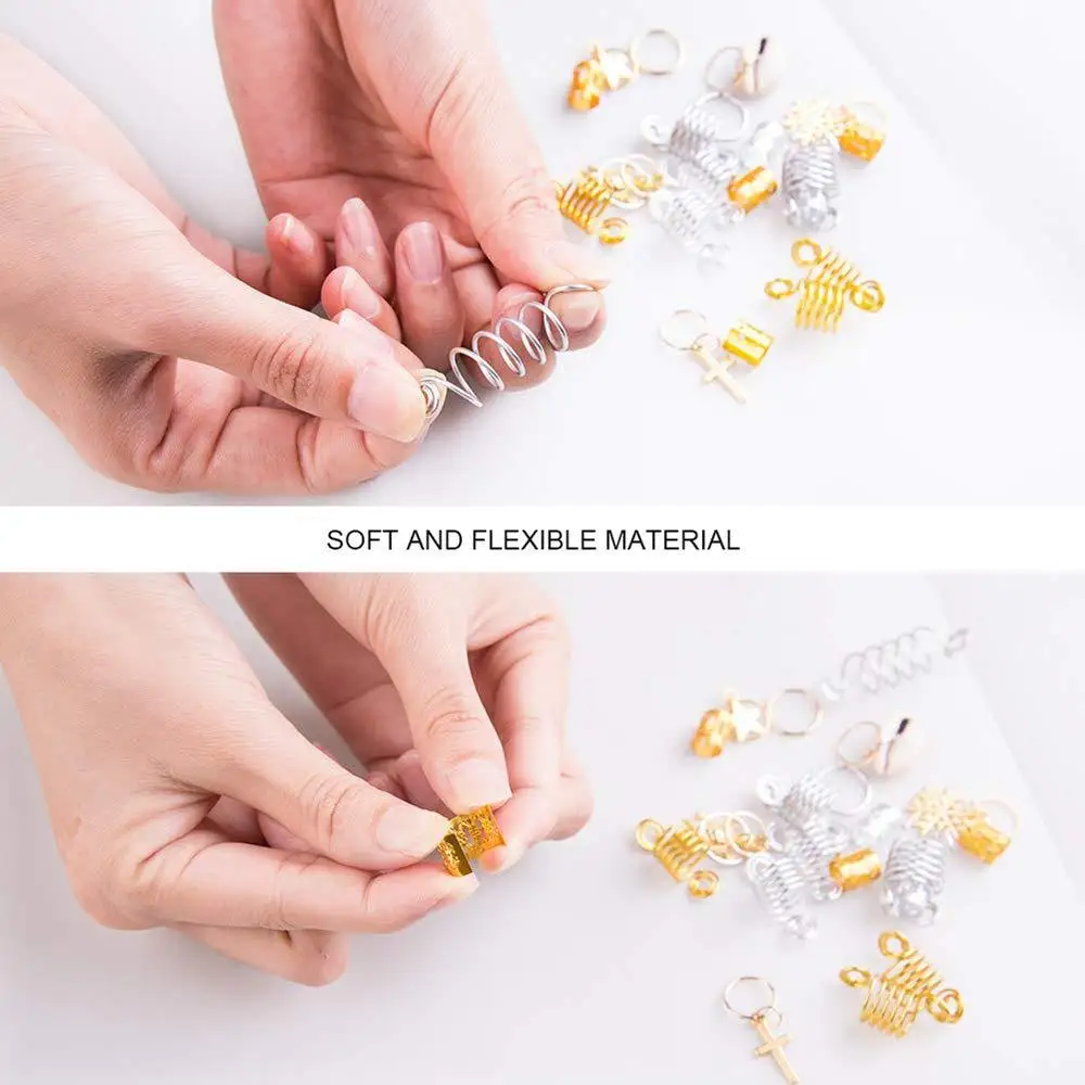 

Classic 230 Charm Metal Hollow Hair Ring Accessories Beaded Braid Ring Clip Braid Lock Hair Hanging Metal Cuff Decoration