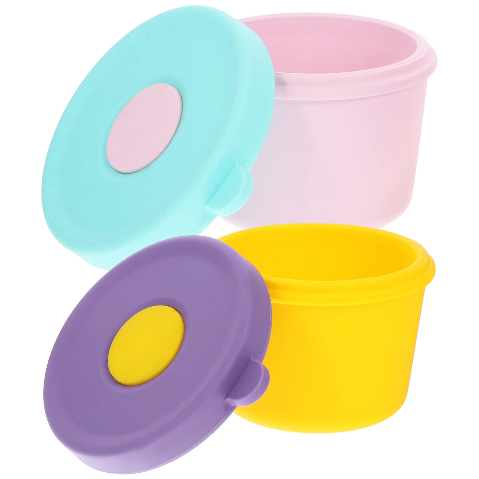 

2 Pcs Round Travel Food Containers with Lids Silica Gel Reusable Dipping Sauce Cups