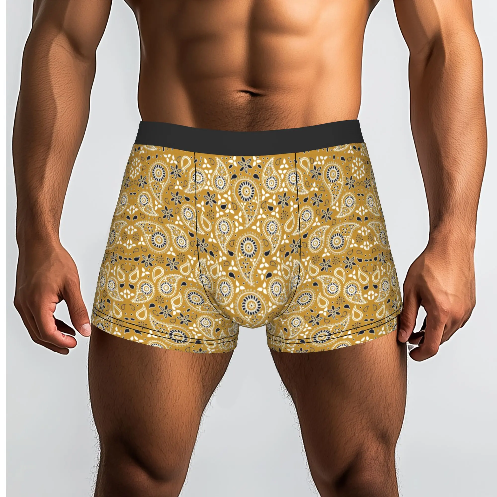 Customized Funny Bohemian Style Bandanna Paisley Floral Print Boxers Shorts Panties Male Underpants Stretch  Briefs Underwear