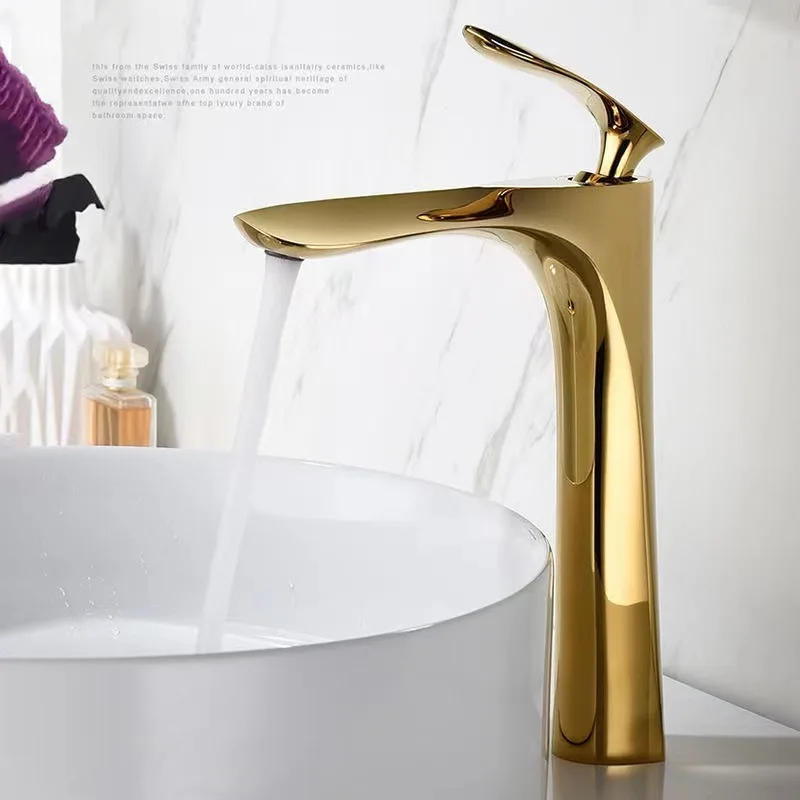 Long Basin Faucet Golden Faucet Bathroom Faucet Above Counter Basin Faucet Grifo dorado туалетный кра