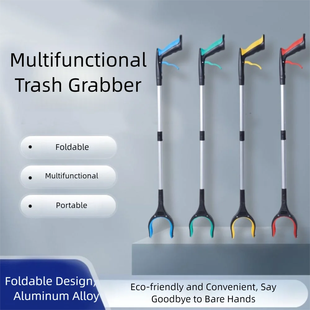 

Easy To Hold Foldable Litter Picker Lightweight Collapsible Garbage Grabber Strong Magnetic Tip Wide Claw Mouth