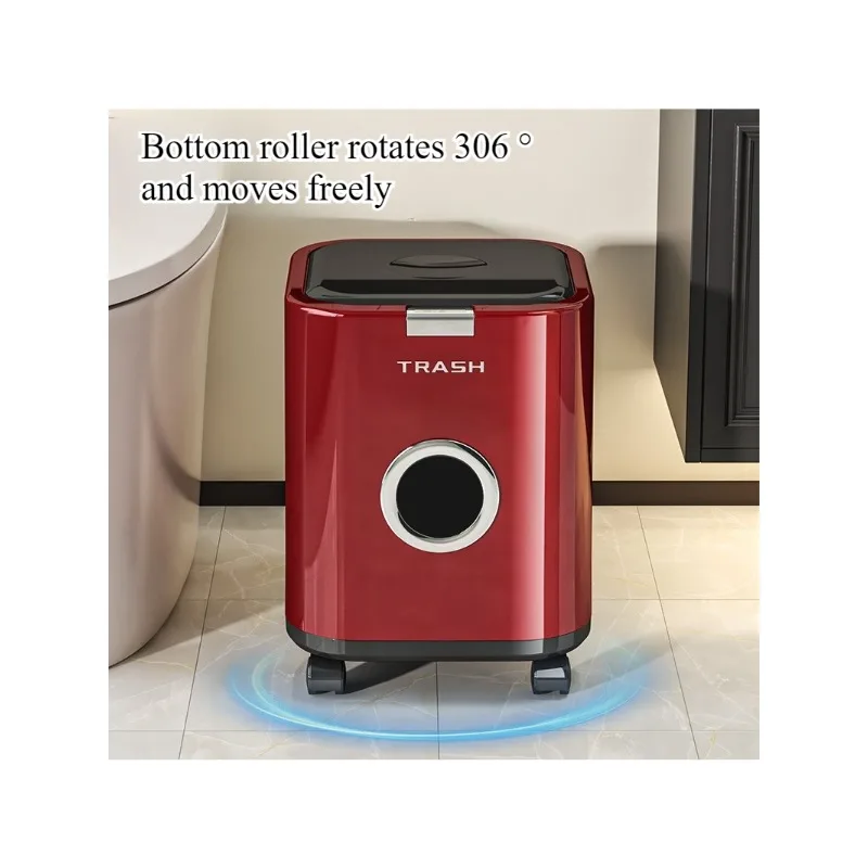 

Мусорное ведро для дома с крышкой, большой вместимости, с эластичной крышкой на защелках, на колесиках, для гостиной, с двойным механизмом открывания.