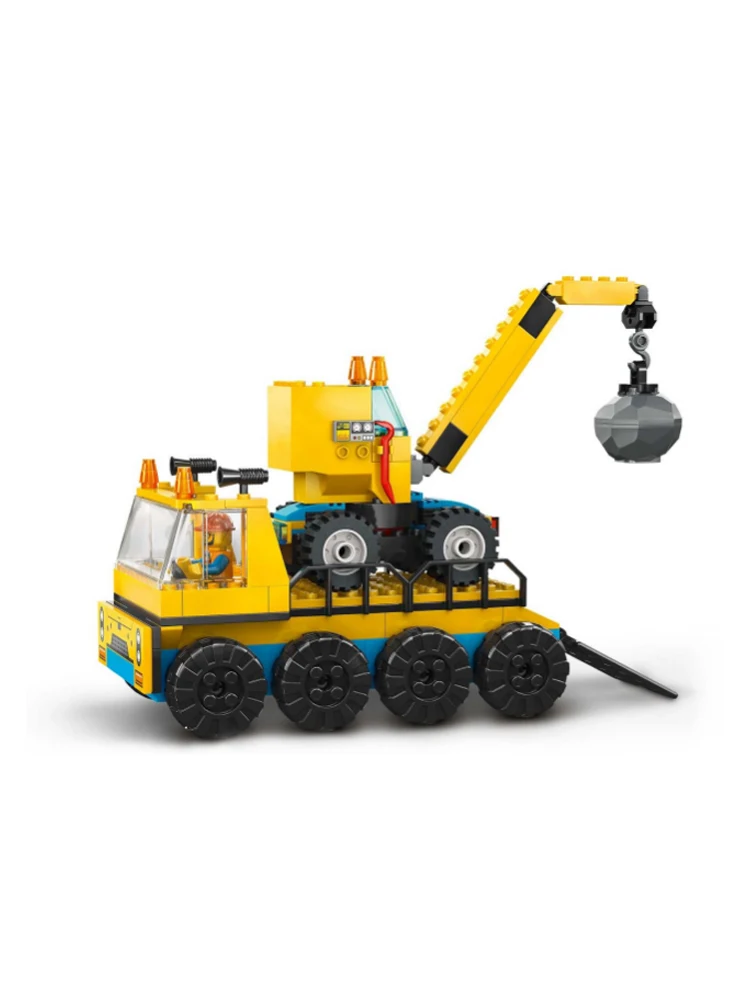 LEGO 60391 City Construction Trucks and Wrecking Ball Crane Building Toy