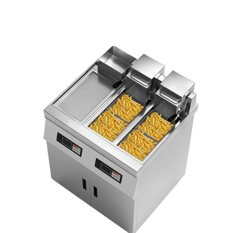 

Vertical electric fryer, automatic lifting double cylinder double large capacity fryer