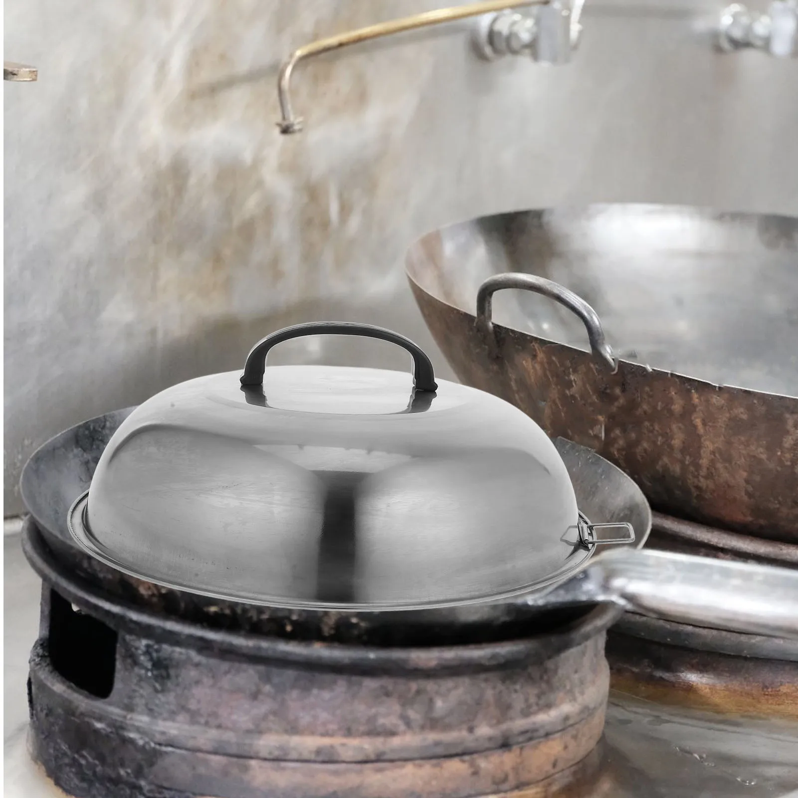 

Thickened Pot Lid Stainless Steel Universal Cooking Cover for Pans Wok Griddle Kitchen Restaurant Practical Cookware