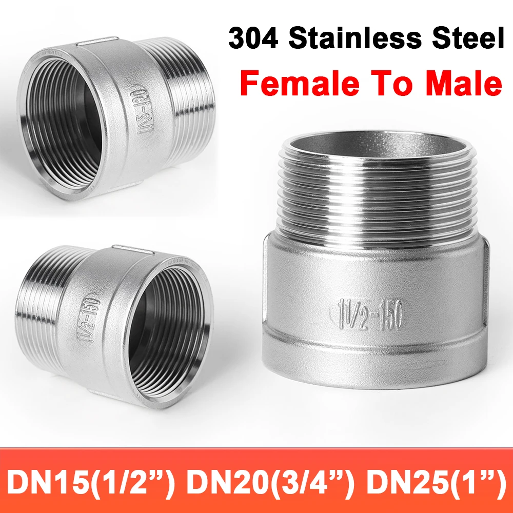 

1/2" 3/4" 1inch BSP Female To Male Thread Union Reducer 304 Stainless Steel Pipe Fitting Connector Adapter