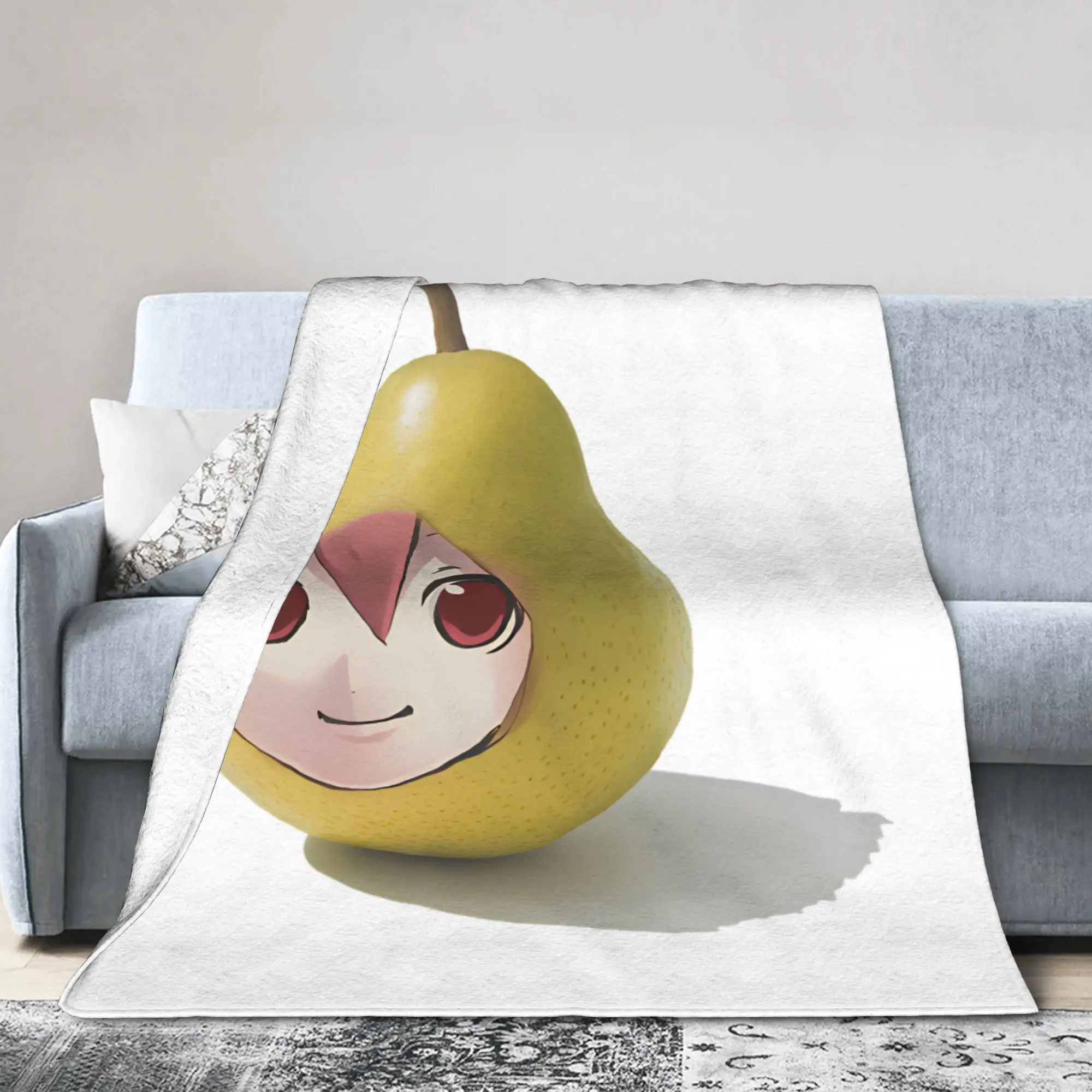 Kasanes Tetos  Expression 2020 Drawing Plush Blanket Pears Funny Throw Blanket for Home 200x150cm Plush Thin Quilt