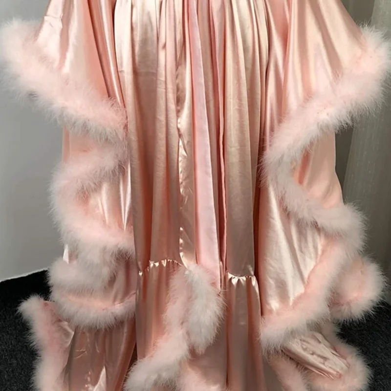 Feather Gauze Nightgown, Dream Court Princess Pagoda Sleeve Wave, Soft Light Colour, Gentle Luxury Stage Play Shawl, Pajamas