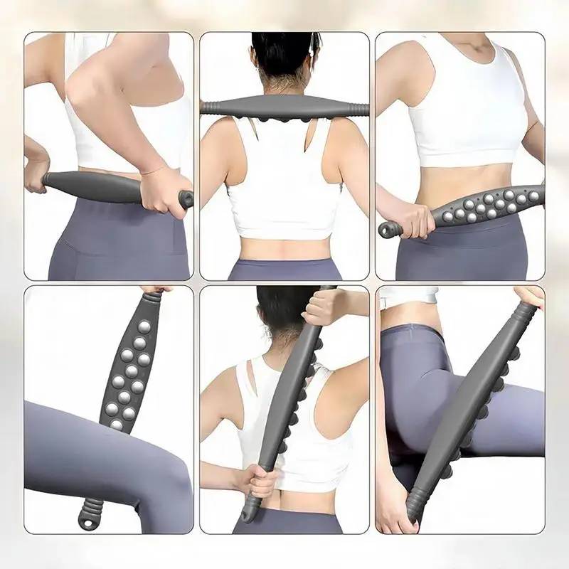 Stainless steel+ABS Roller Massager Deep Tissue Relaxed 12 ball massage stick Rotating Roller for Whole Body Anti Cellulite