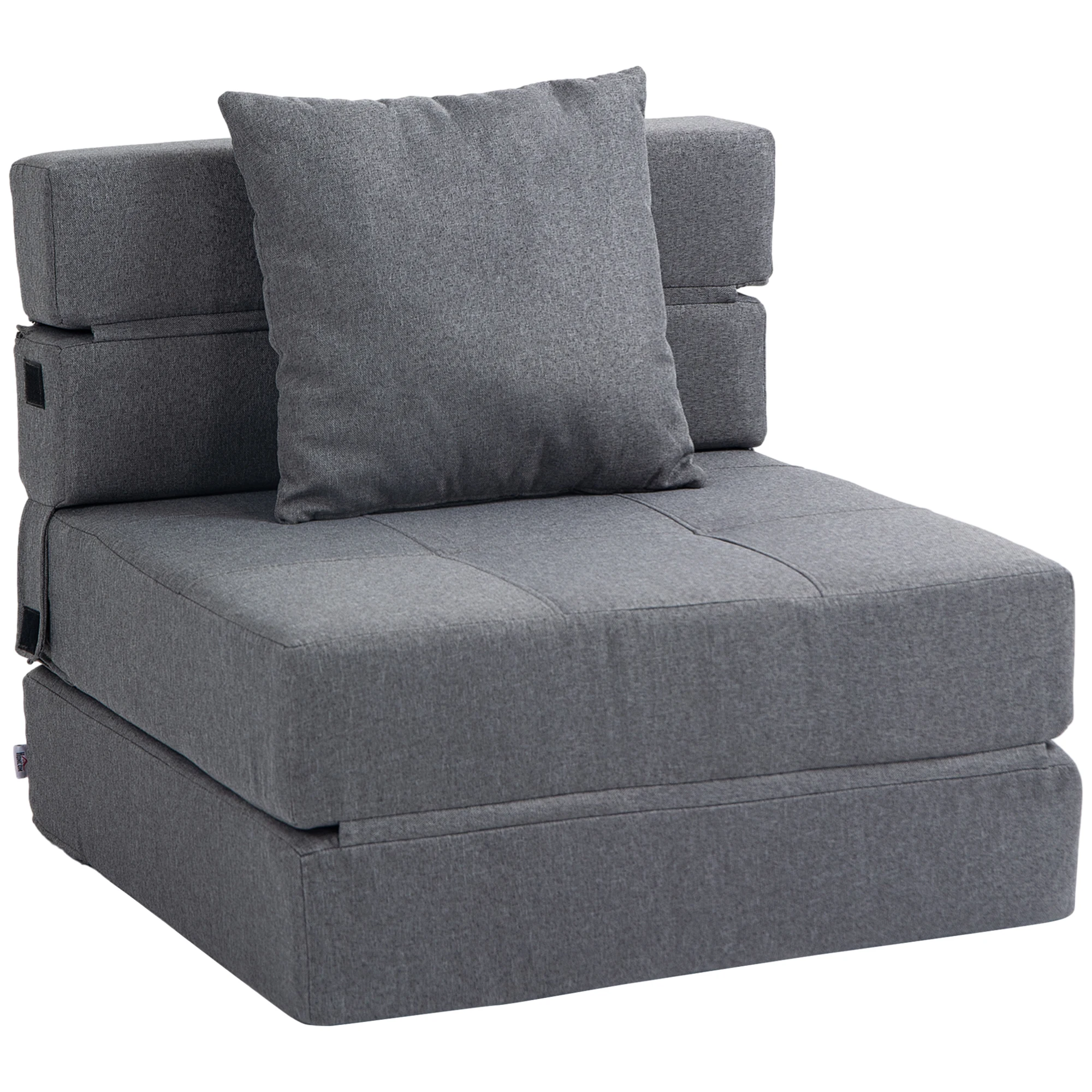 HOMCOM Fauteuil convertible 1 place fauteuil lit chauffeuse 1 place - coussin déhoussable inclus - chaise de sol pour invités, s
