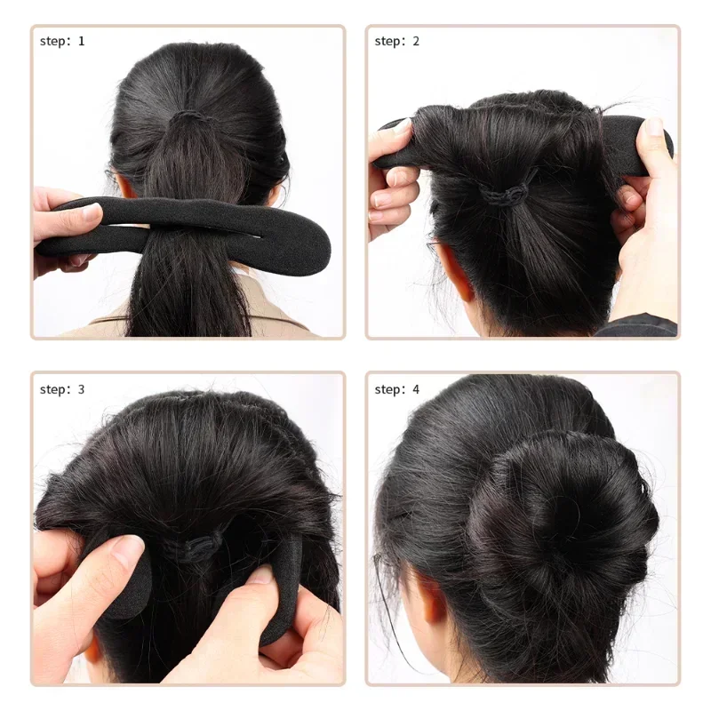 Alat penata rambut spons, alat menata rambut ajaib, tongkat gaya rambut ekor kuda, penjepit rambut donat besar mudah, alat gaya rambut