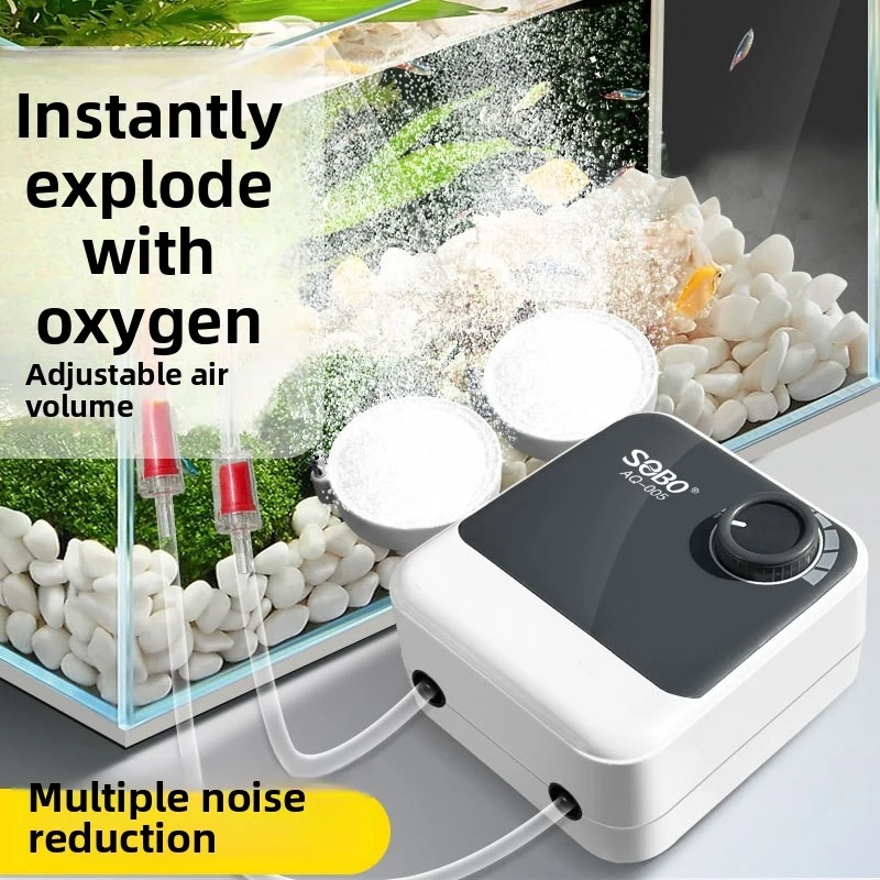 Ultra Quiet & Powerful Air Pump SeBO AQ-005 - High Output Oxygen Pump for Aquarium, Silent Operation