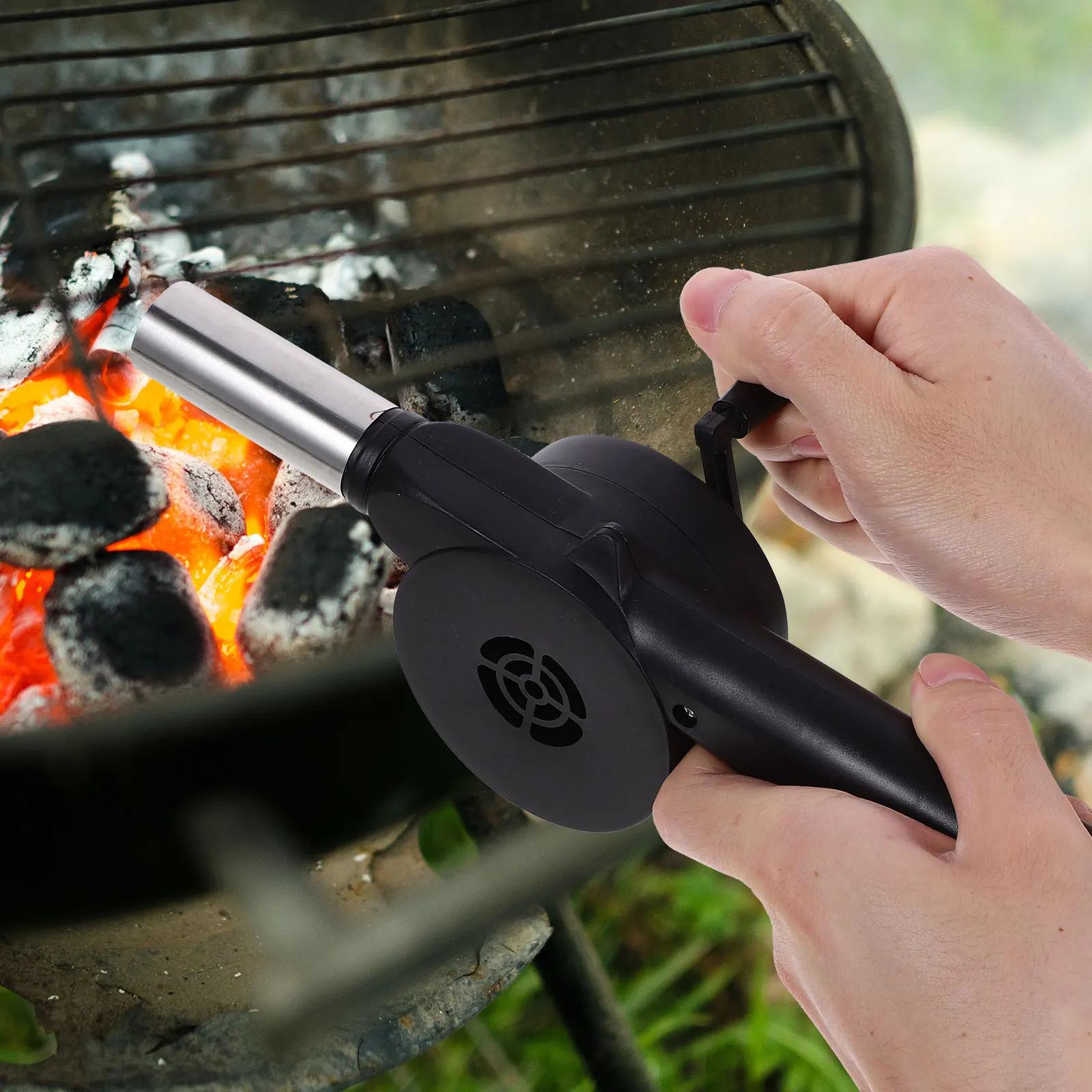 2pcs Barbecue Fan Air Blower Fast Fire Starter Outdoor Hand Cranked BBQ Grill Fire Bellows Tools Picnic Camping Accessories