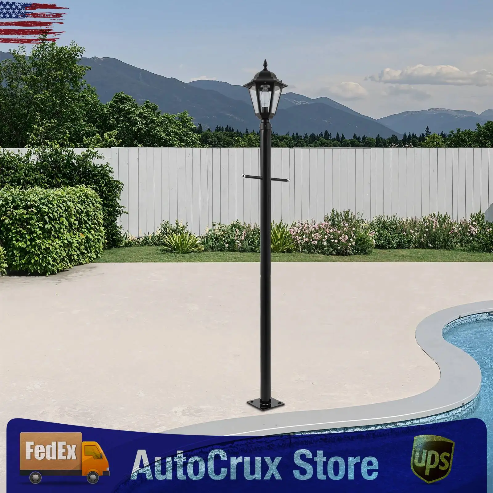 

Двухсекционный уличный фонарный столб, 2-метровый уличный фонарный столб с 15,5-дюймовой поперечной опорой, черный столб с фланцевым креплением для садового освещения