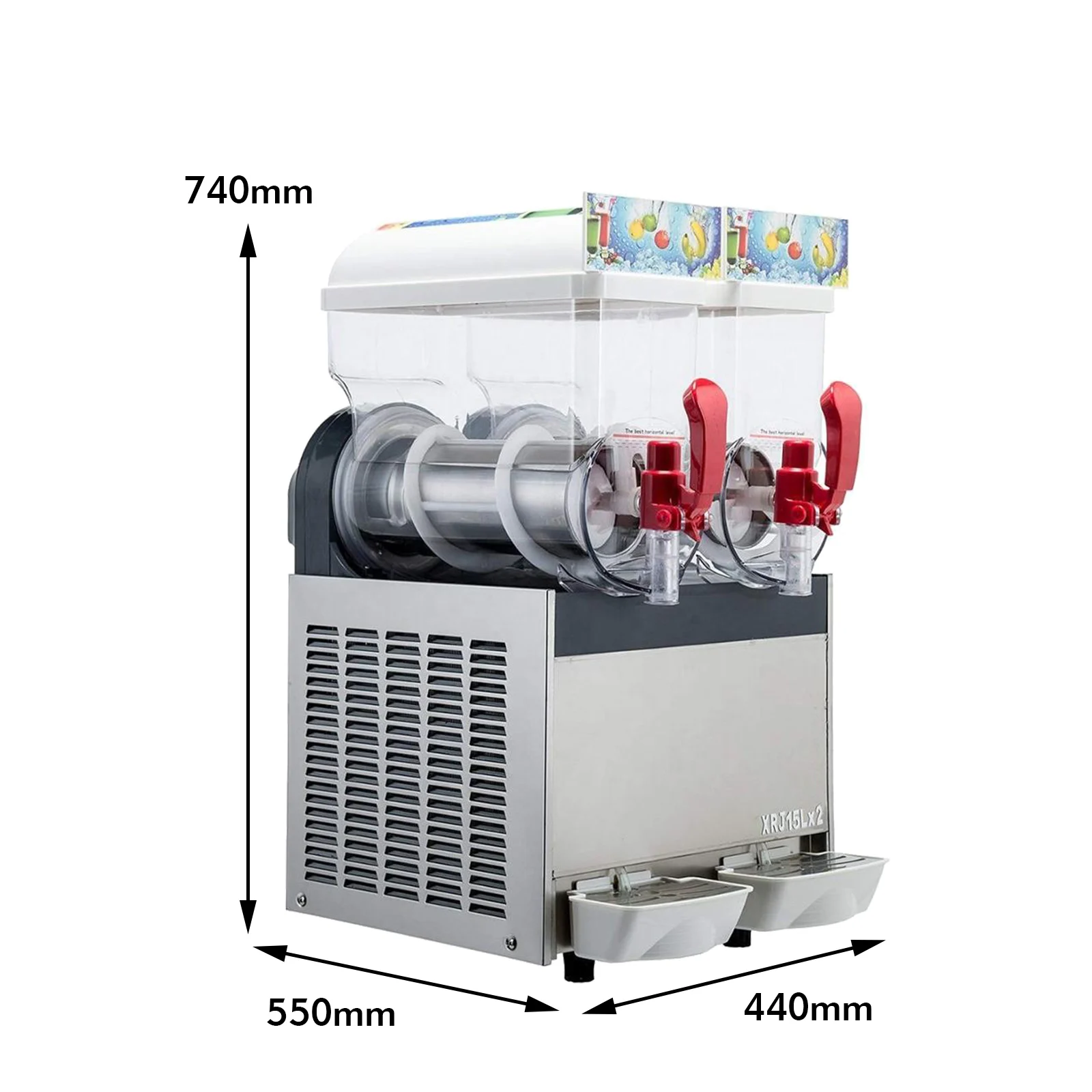 Commercial Slushy Machine, 2X15L Frozen Drink Margarita Slush Making Italia 2 Bowls Ice Slushie Maker