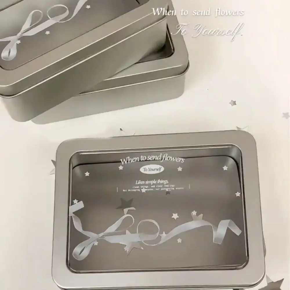 3Pcs Chic Bogen Band Koreanische Spitze Desktop-Organizer Eisen Flip-Cover Photocard Lagerung Box Splitter Süße Album Fall Container