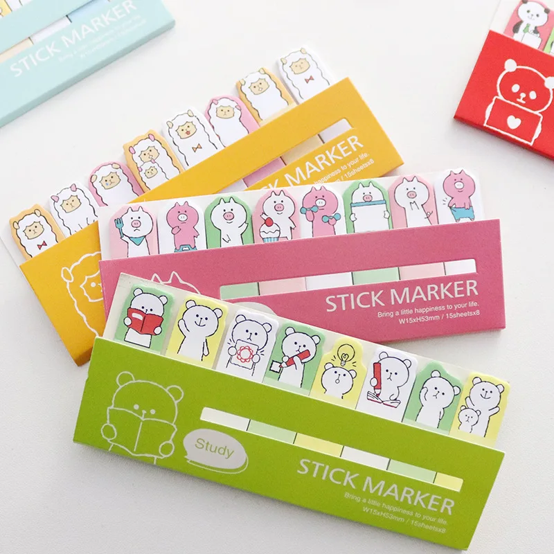 Stationery Cute Mini Animals 7 Rows of Sitting Sticky Notes Message Notes N Times Memo Pad