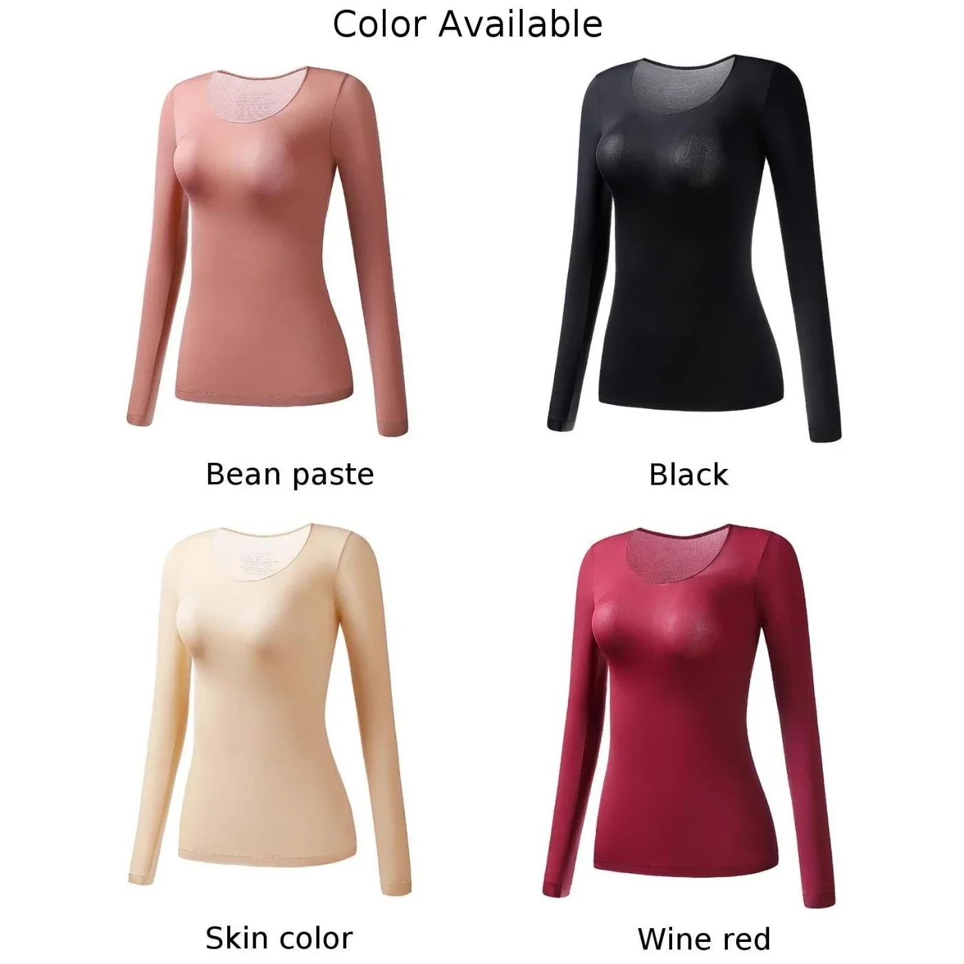 Hot New Stylish Fashion Basing Shirt Women T-shirt Round Neck Solid Color Thermal Bottoming Highly Elastic Home