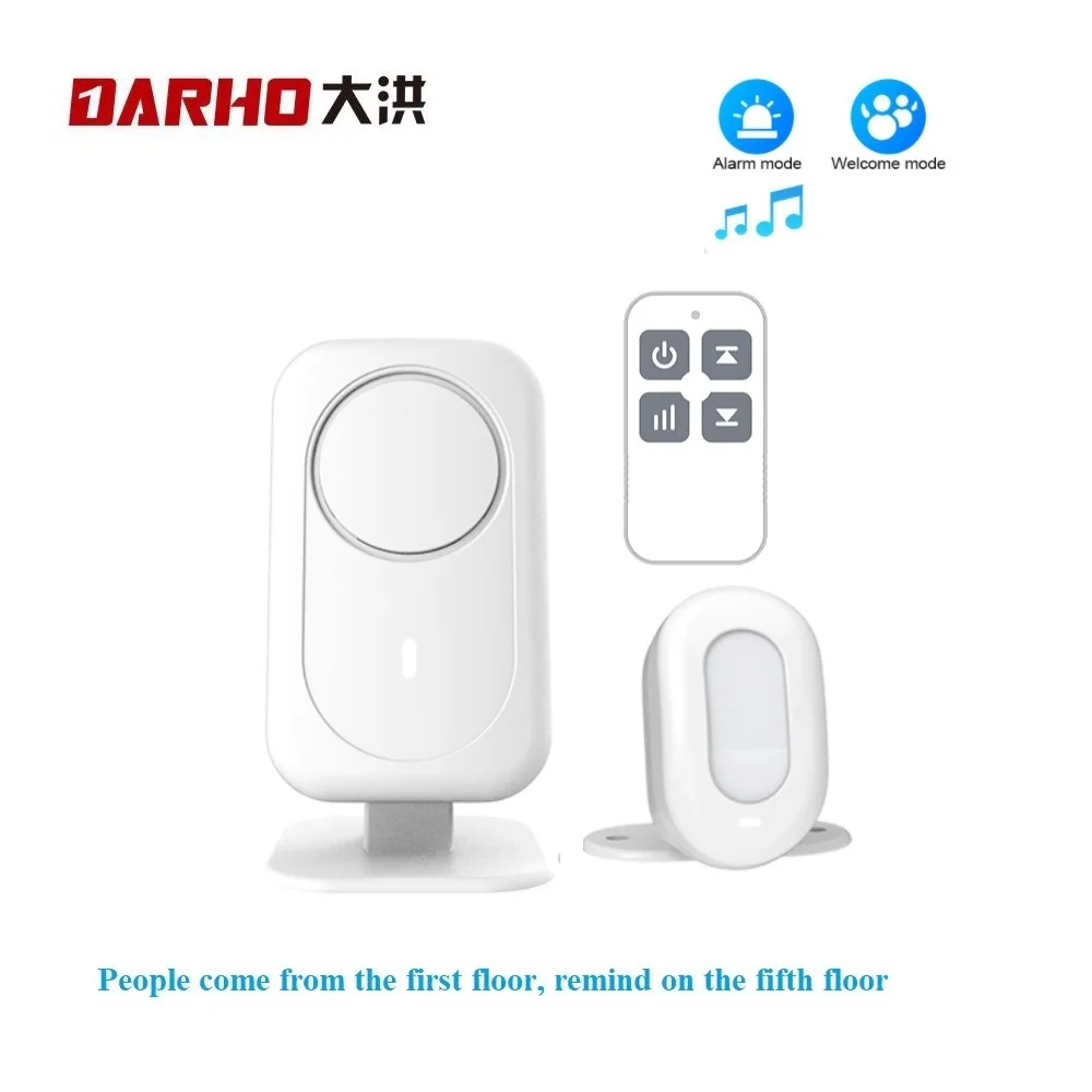 Darho-timbre de bienvenida inalámbrico para invitados, 5 idiomas, alarma, Sensor de movimiento PIR para entrada de tienda, timbre Detector infrarrojo de seguridad