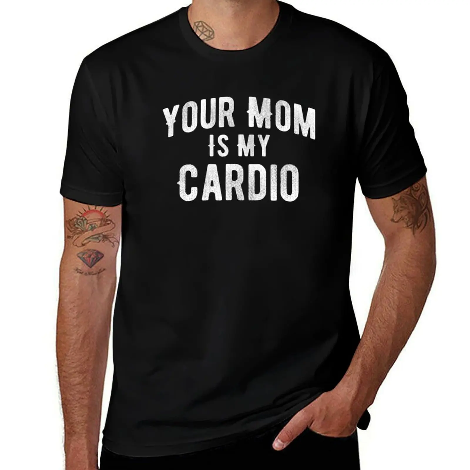 

Funny Your Mom Is My Cardio workout sarcastic sarcasm T-Shirt luxury t-shirt custom shirt blue archive tshirts for men